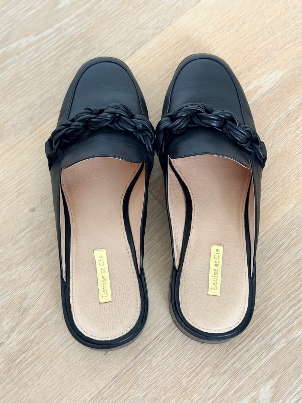 Vince Camuto Louise et Cie LO-BYER Braided Knot Chain Leather Mules Flats 9 Doen - Picture 4 of 8